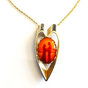 Vintage True Love Heart Pendant Necklace Gold